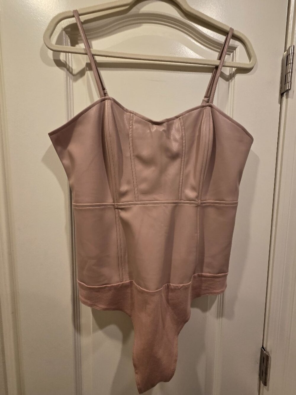 Guess faux leather corset-style bustier bodysuit with thin adjustable straps